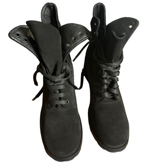 275 Central BLK Suede Leather Combat Lace Up Boots - Picture 8 of 8
